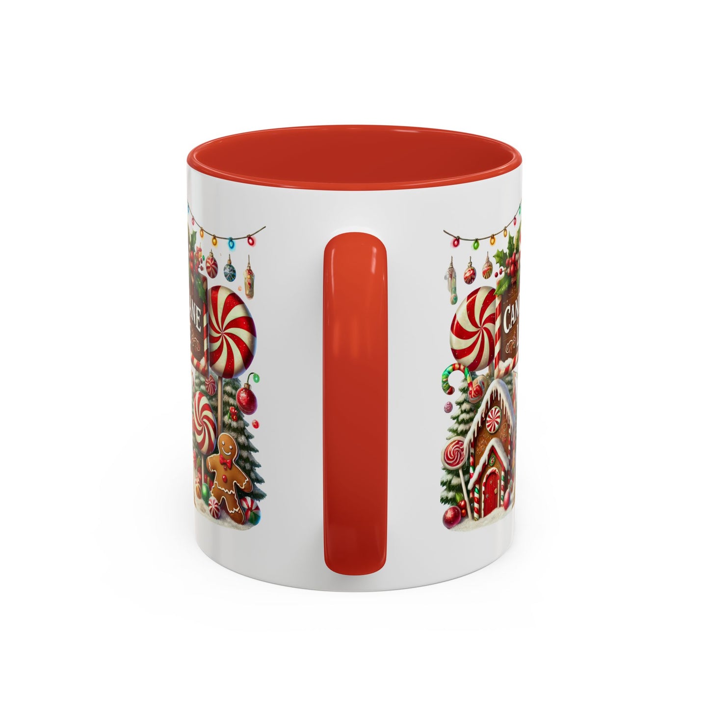 Christmas Mug - Candy Cane Lane White Text Ornaments Candy