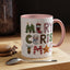 Christmas Mug - Merry Christmas Green Red & Gold Patterned Text