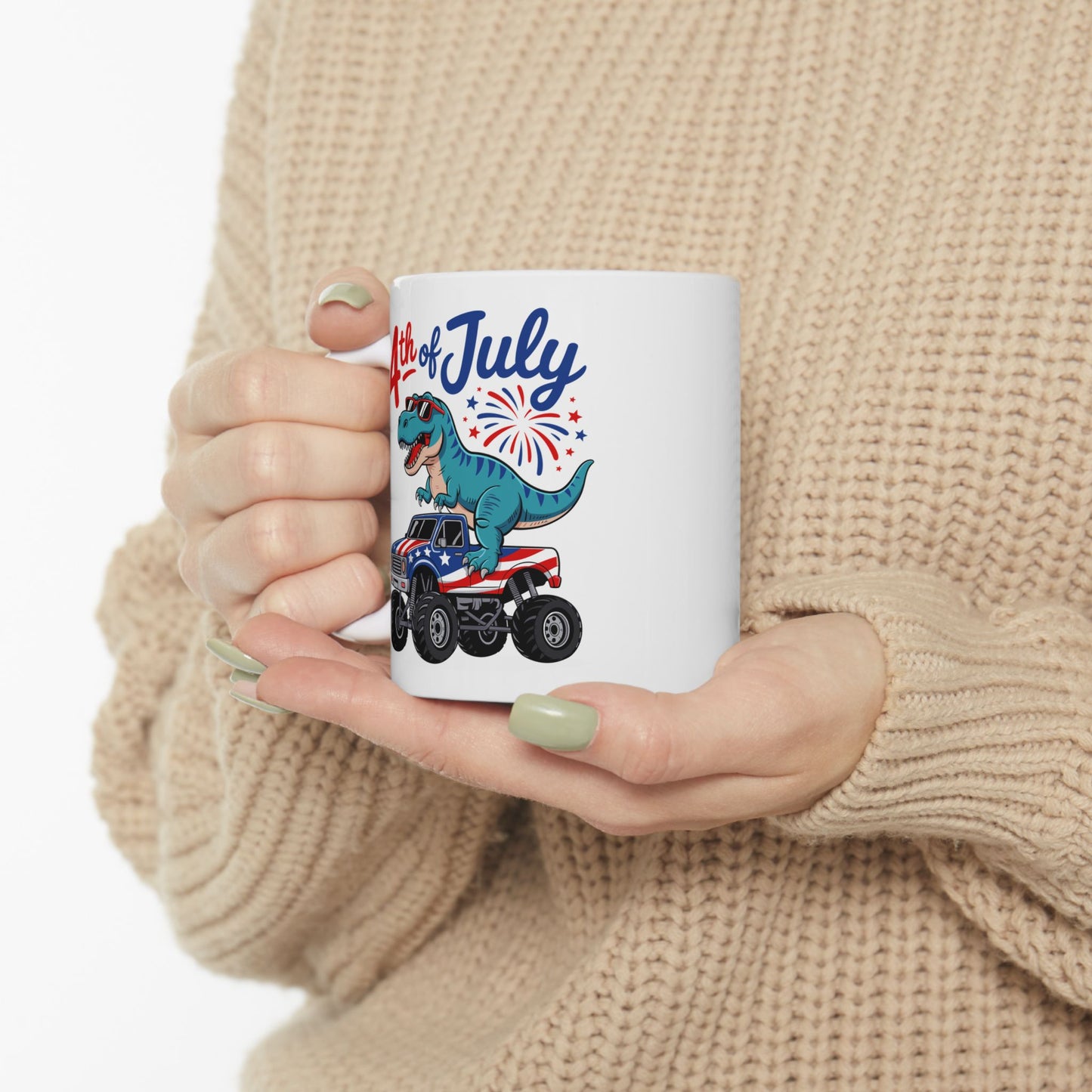 4th of July Mug - T Rex Monster Truck USA