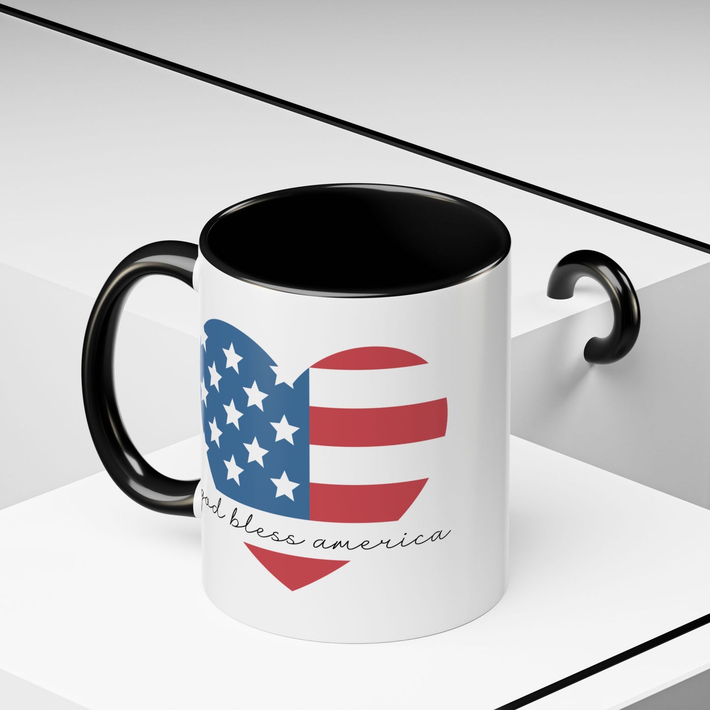 4th of July Mug - God Bless America Flag Heart
