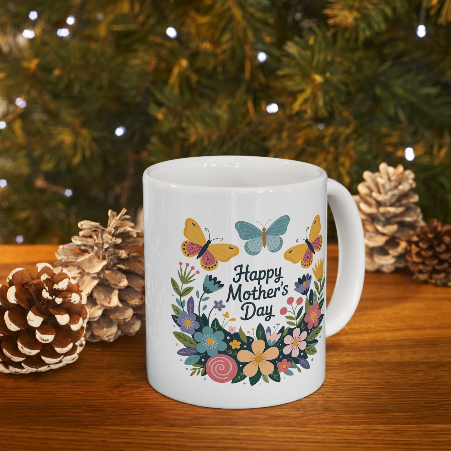 Mother's Day Mug - Happy Mother's Day Floral Butterflies