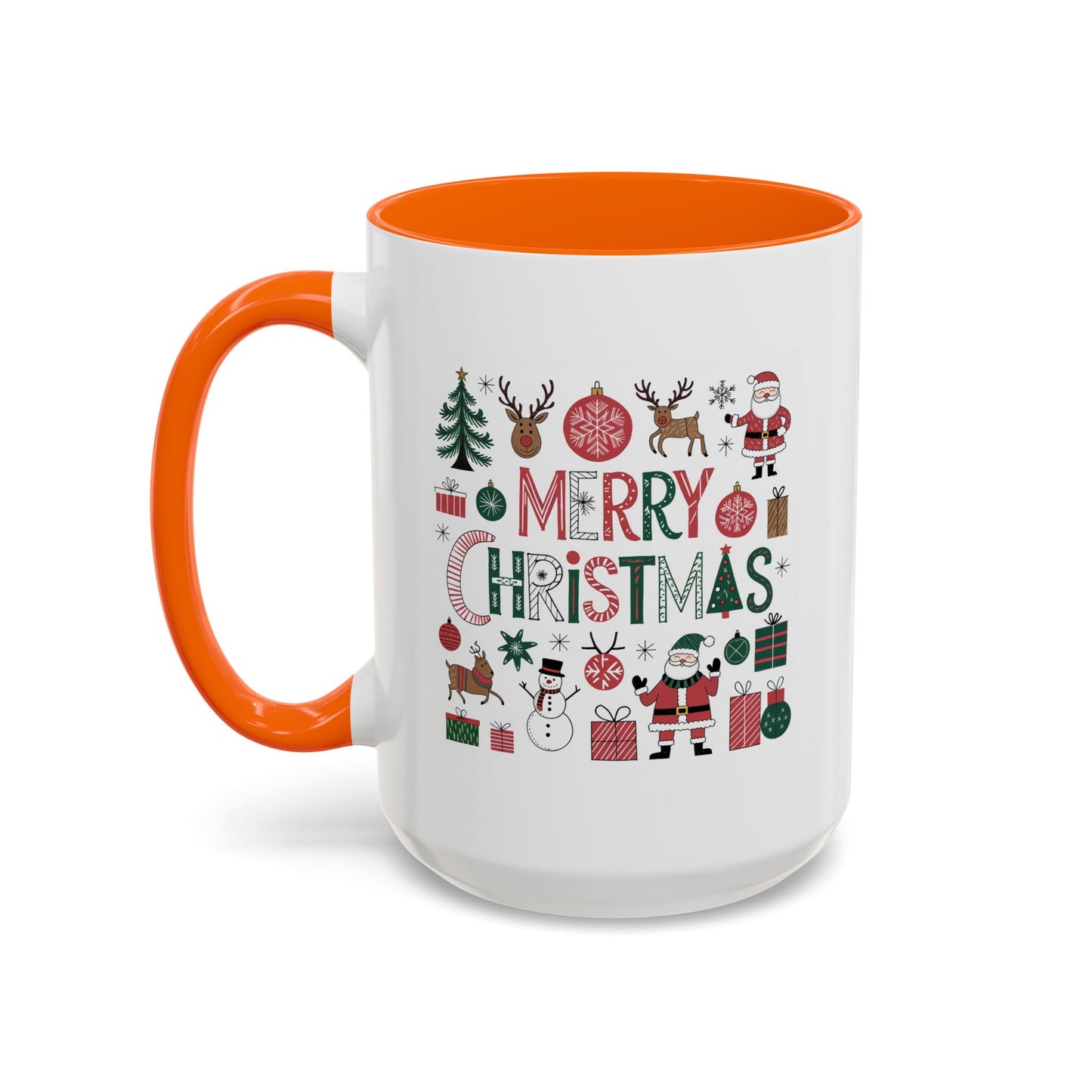 Christmas Mug - Merry Christmas Red White & Green Text Collage