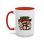 Christmas Mug - Merry Christmas Green & Red Text Cute Animals