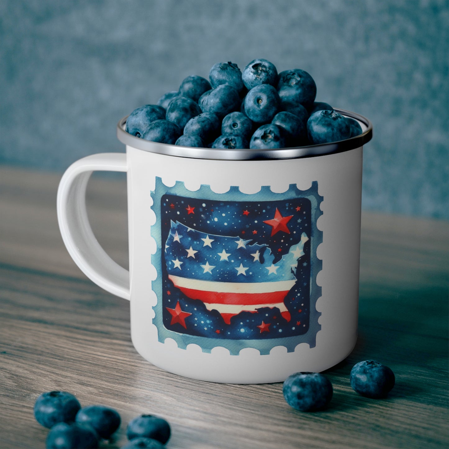 4th of July Mug - America Landscape Stamp