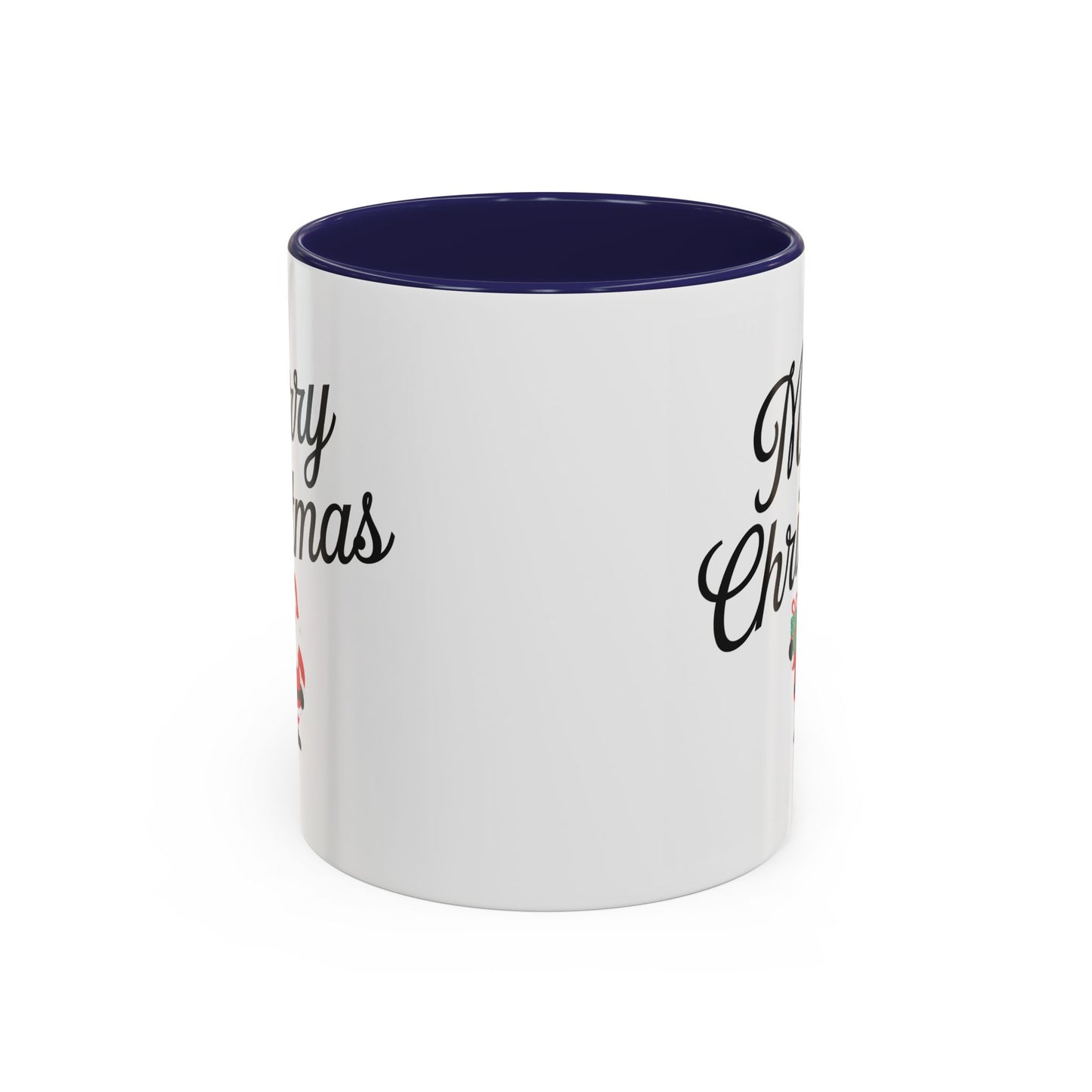 Christmas Mug - Merry Christmas Black Text Santa Present