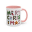 Christmas Mug - Merry Christmas Green Red & Gold Patterned Text