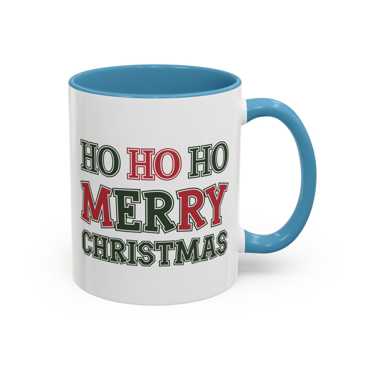 Christmas Mug - Ho Ho Ho Merry Christmas Green & Red Text 2