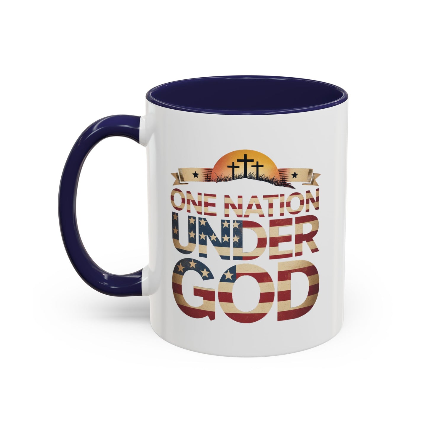 4th of July Mug - One Nation Under God Cross Flag