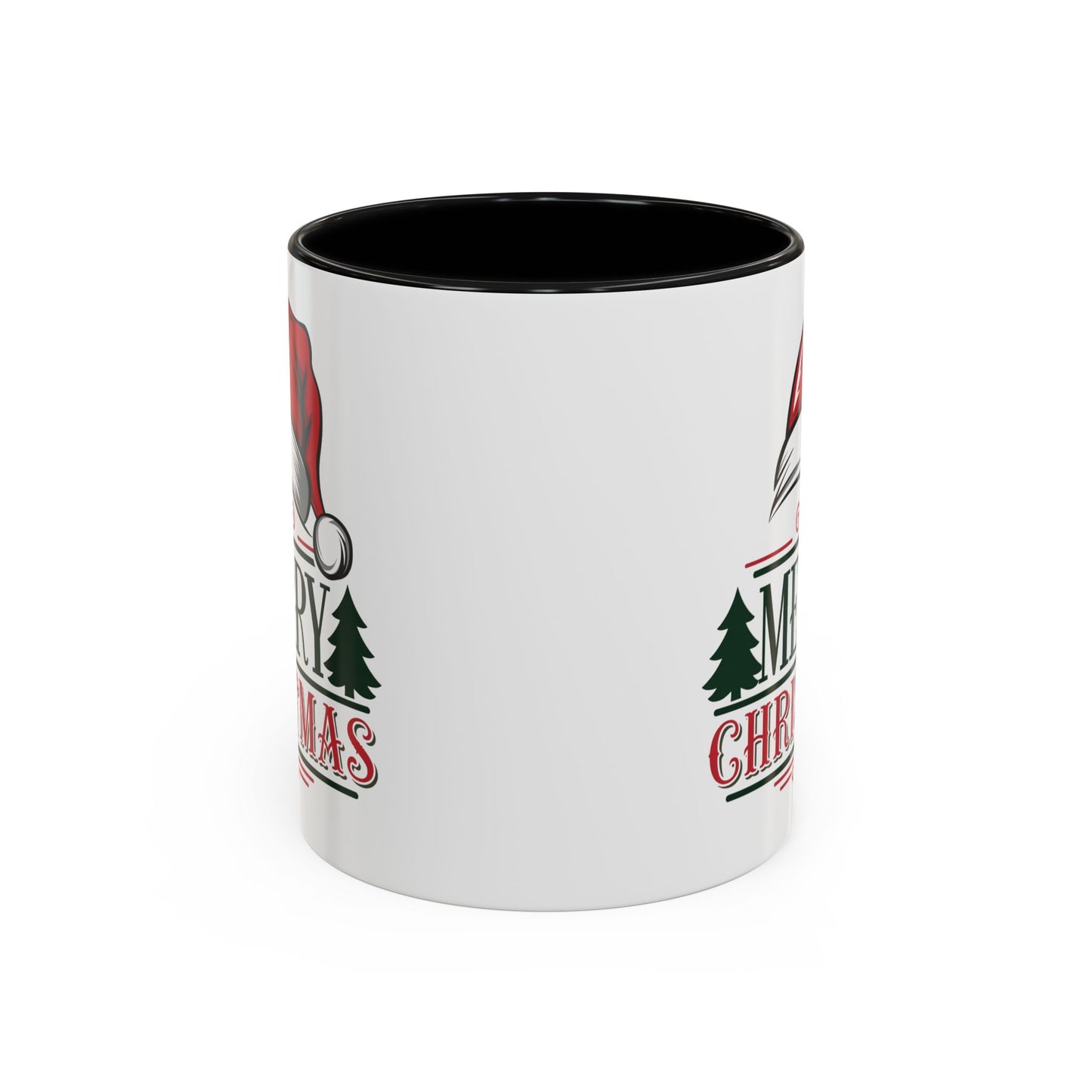Christmas Mug - Merry Christmas Green & Red Text Red Hat