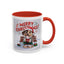Christmas Mug - Merry Christmas Red Text Puppy Green Top