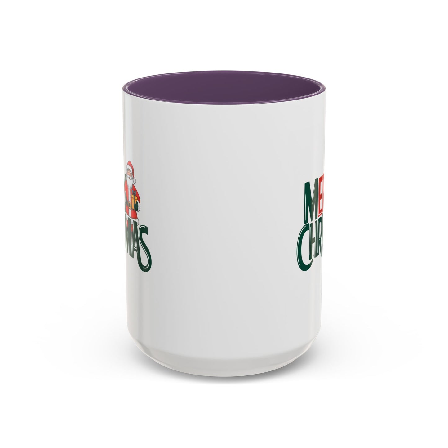 Christmas Mug - Merry Christmas Green & Red Text Santa Present