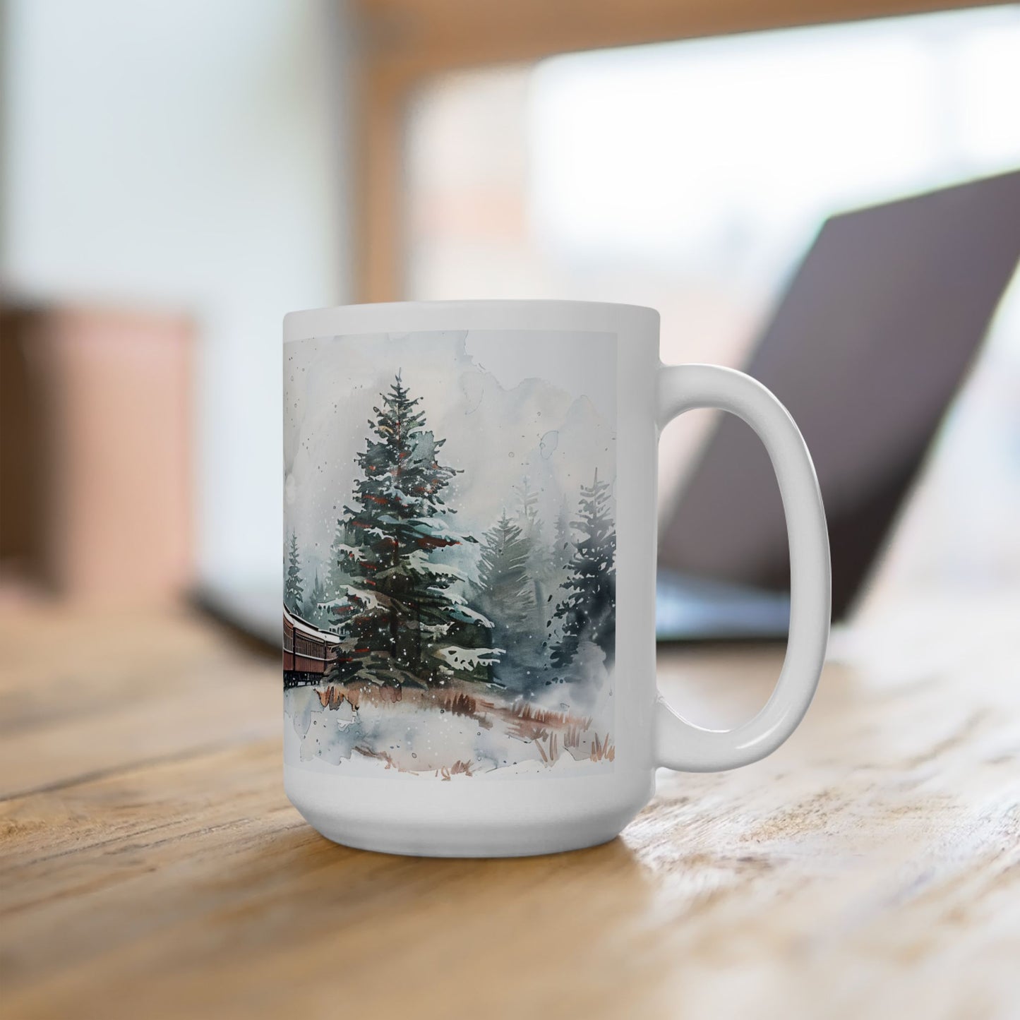 Christmas Mug - Snowy Landscape Train Wrap 5