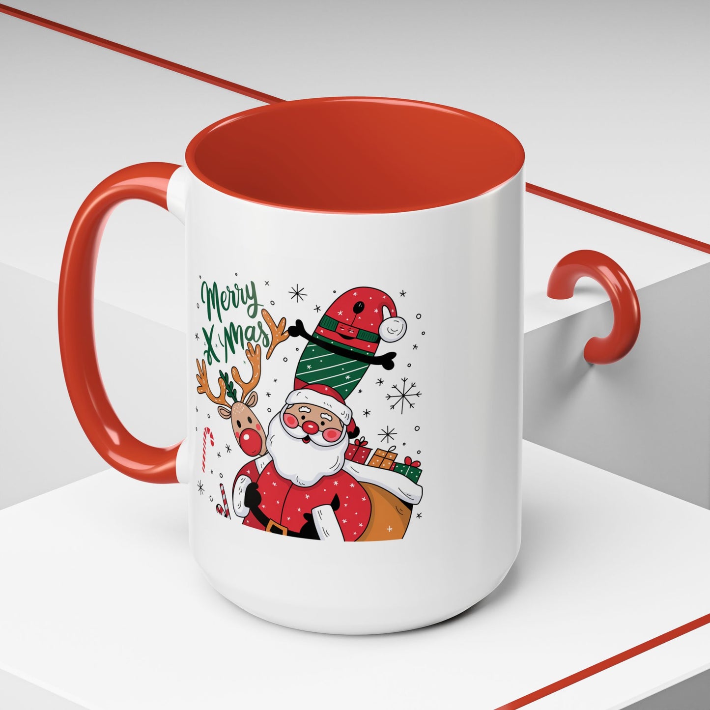 Christmas Mug - Merry Xmas Santa Reindeer