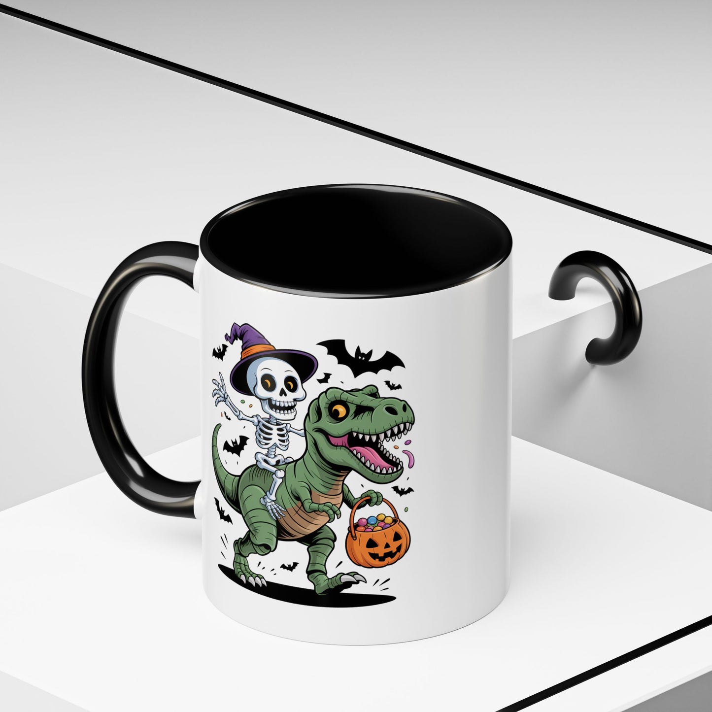 Halloween Mug - Skeleton Riding Dinosaur