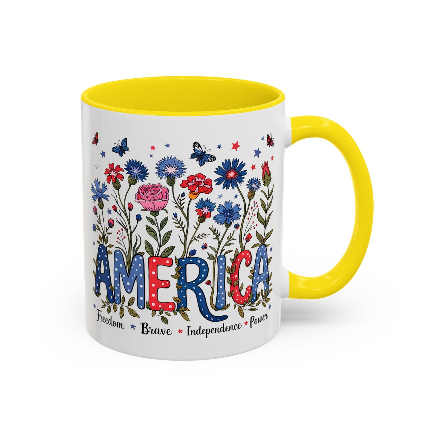 4th of July Mug - Floral America Patriotic