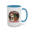 Christmas Mug - Merry Christmas Red Text Cat Presents Wreath