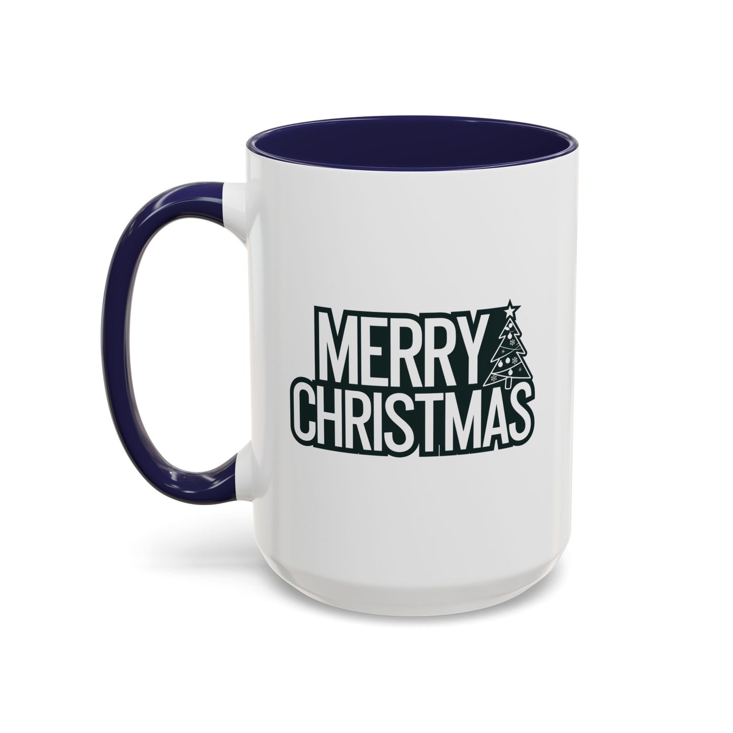 Christmas Mug - Merry Christmas White & Black Text Tree