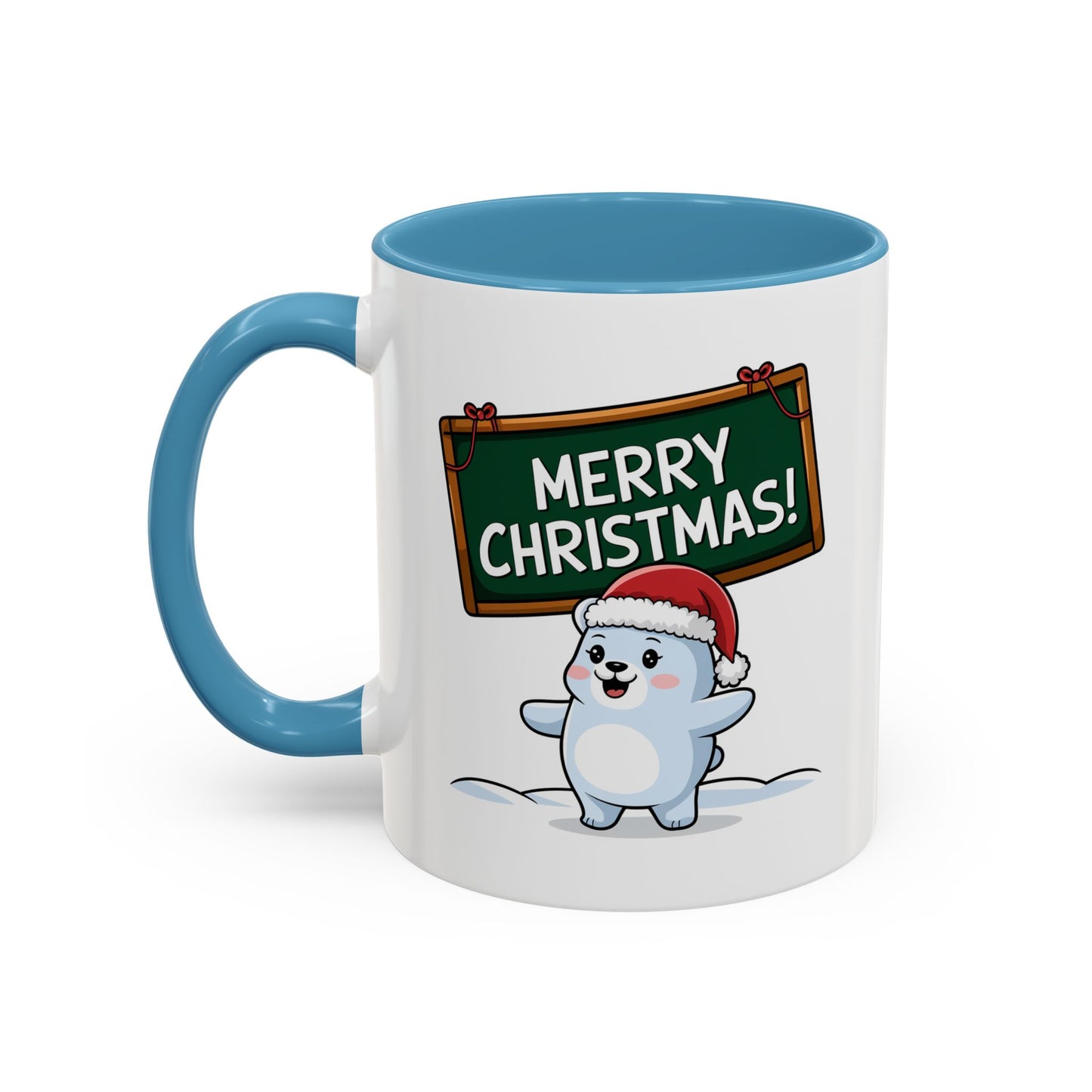 Christmas Mug - Merry Christmas White Text Seal Pup