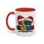Christmas Mug - Merry Christmas Red Yellow & Blue Text Red Hats