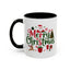 Christmas Mug - Merry Christmas Red & Green Text Santa Reindeer Tree Sleigh Ornaments