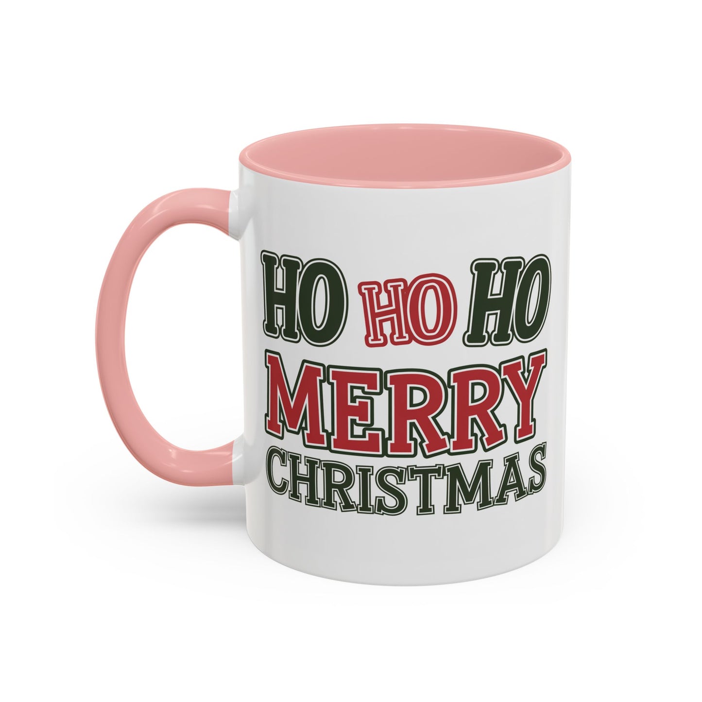 Christmas Mug - Ho Ho Ho Merry Christmas Green & Red Text