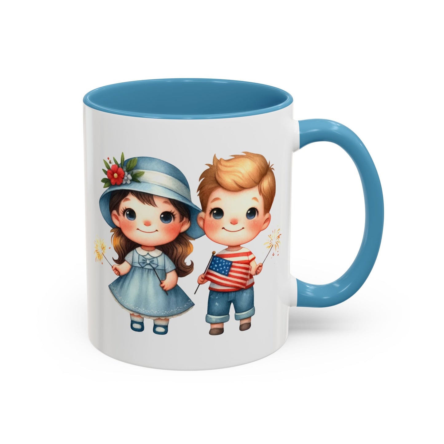 4th of July - American Boy & Girl Flag
