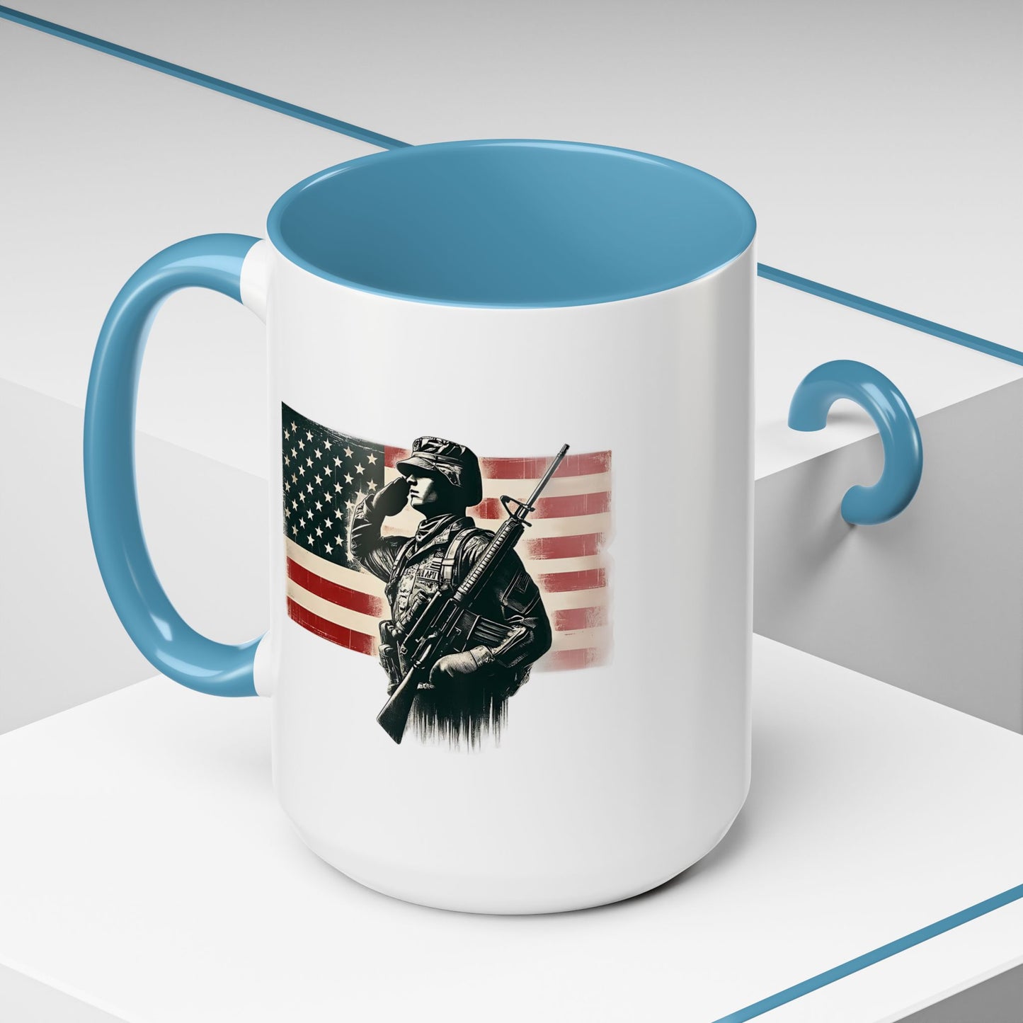 4th of July Mug - Soldier American Flag