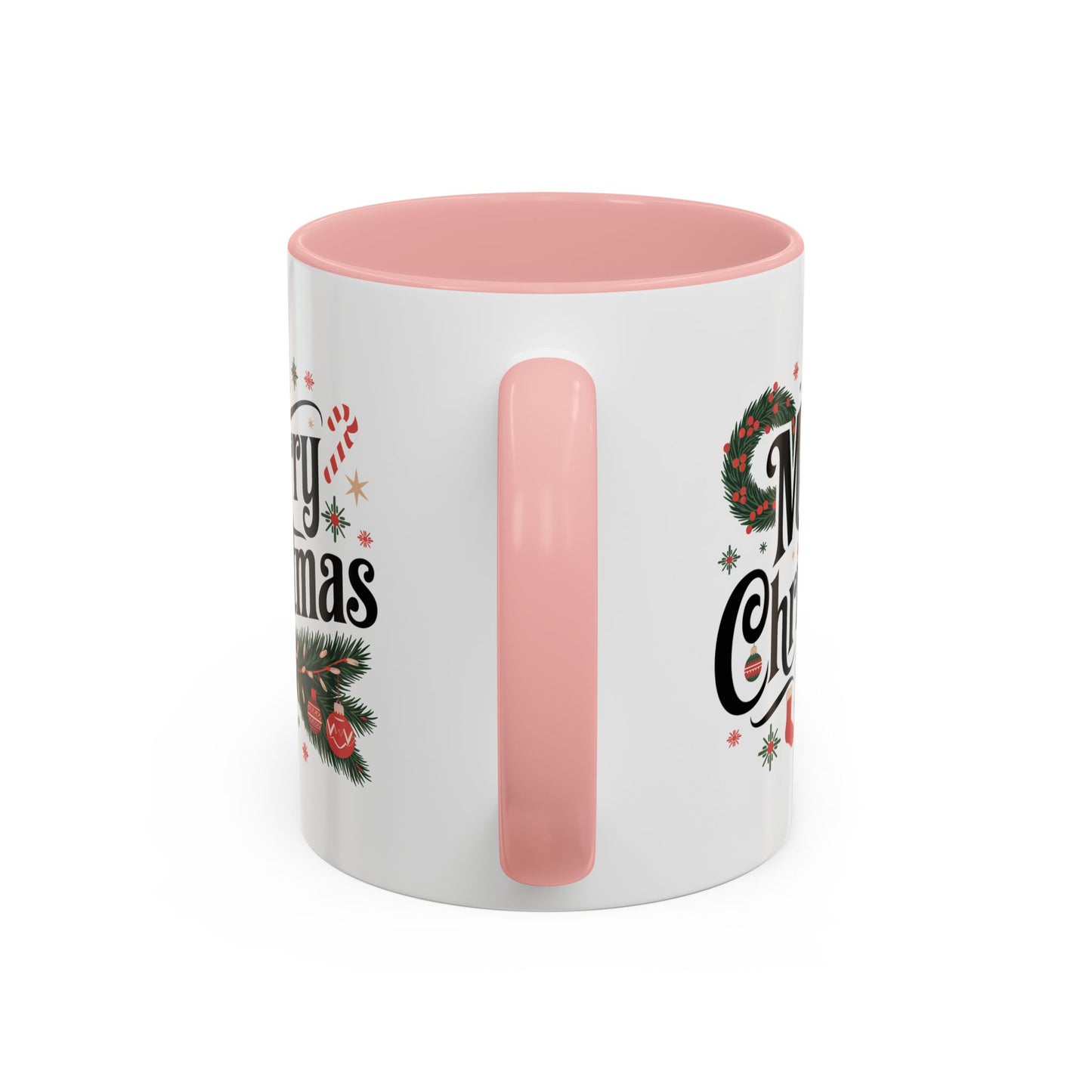 Christmas Mug - Merry Christmas Black Text Star Stocking Ornament Candy Cane