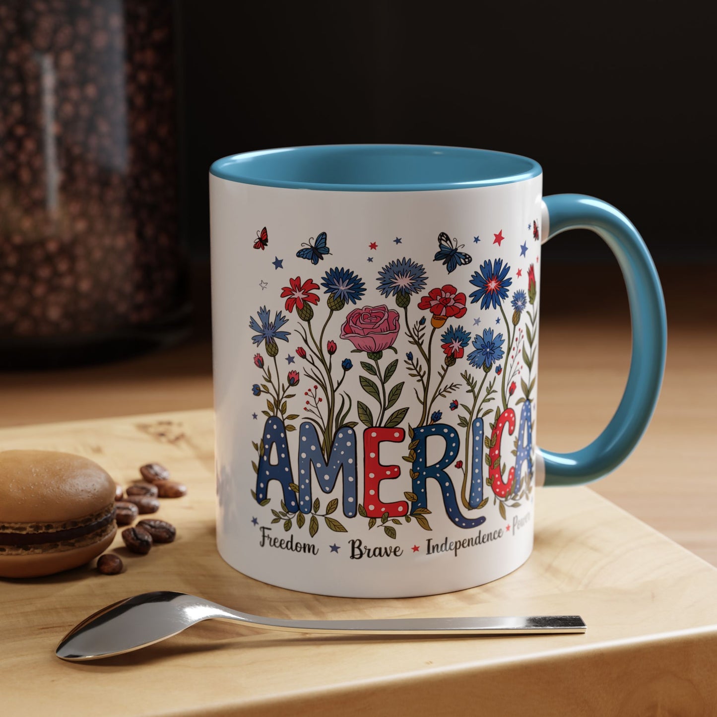 4th of July Mug - Floral America Patriotic