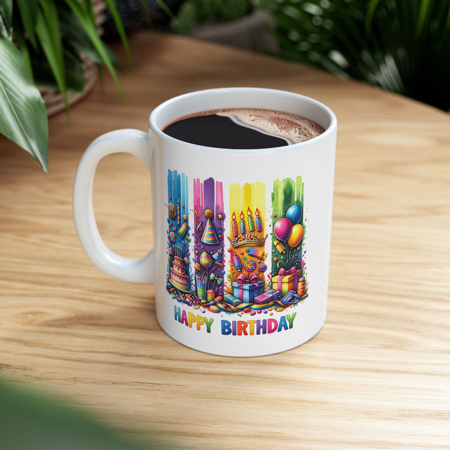 Birthday Mug - Happy Birthday Brushstrokes