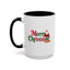 Christmas Mug - Merry Christmas Green & Red Text Santa Presents