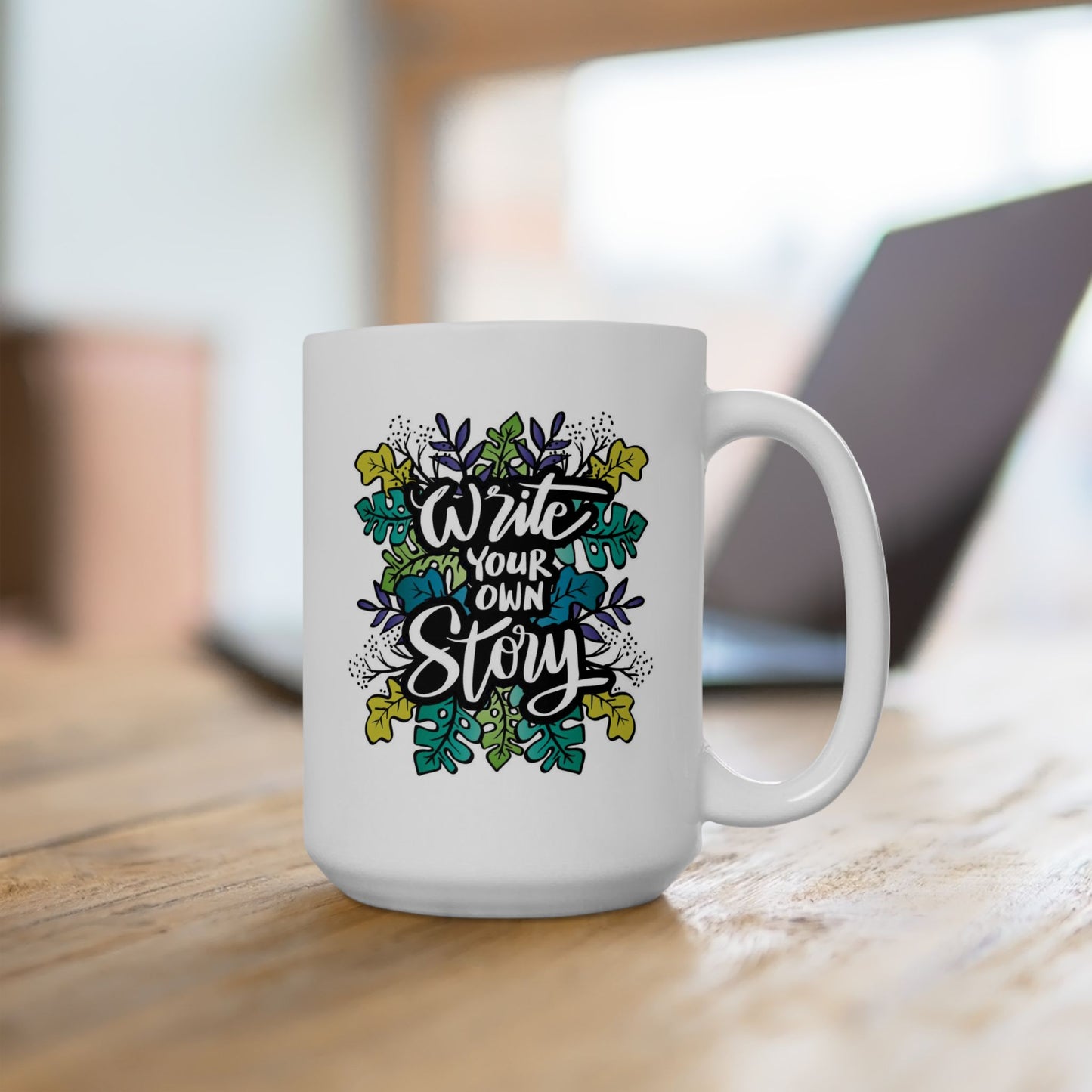 Motivation Mug - Write Your Own Story Leaves