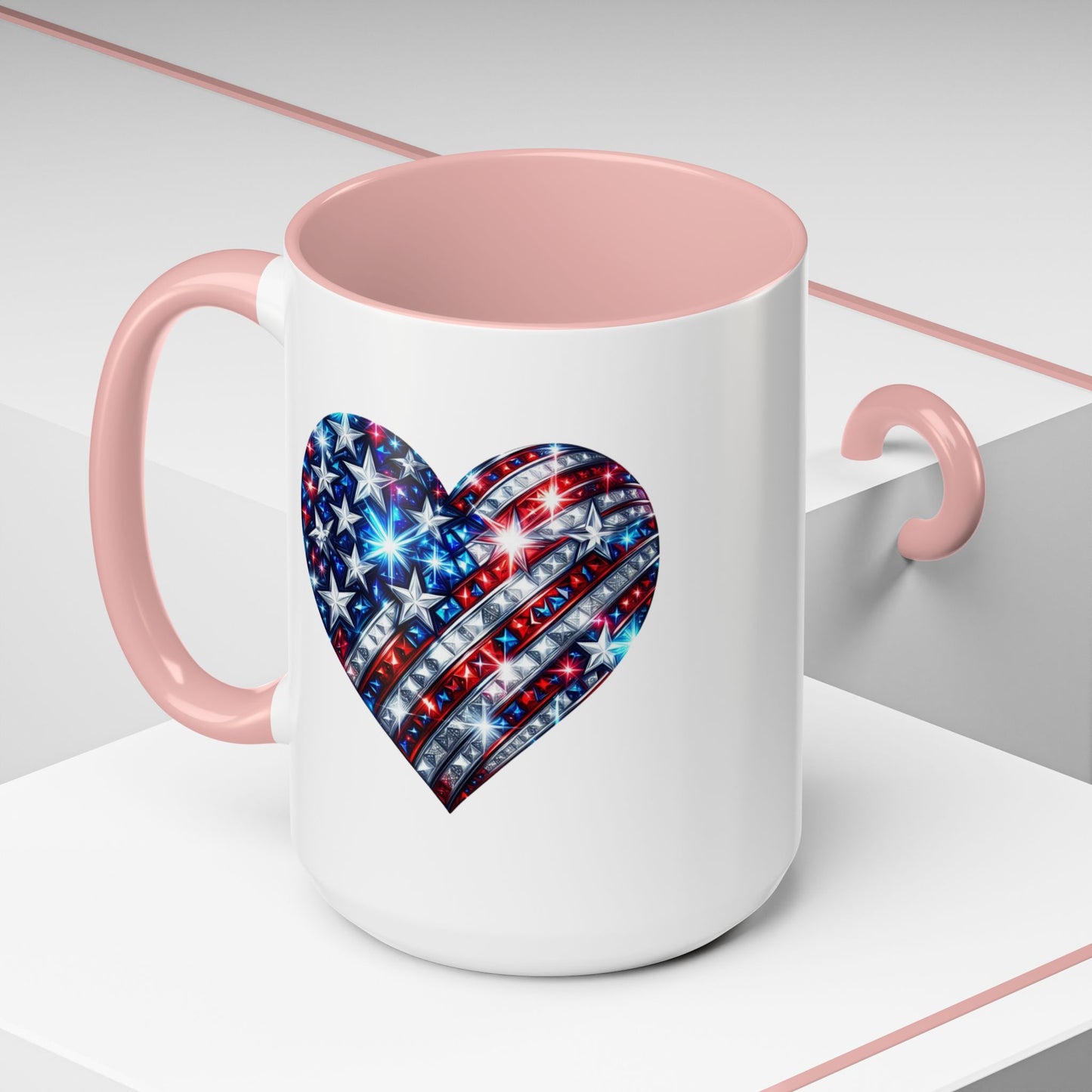 4th of July Mug - USA Sparkle Heart
