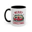 Christmas Mug - Merry Christmas Maroon Text Camper Trees Snowflakes