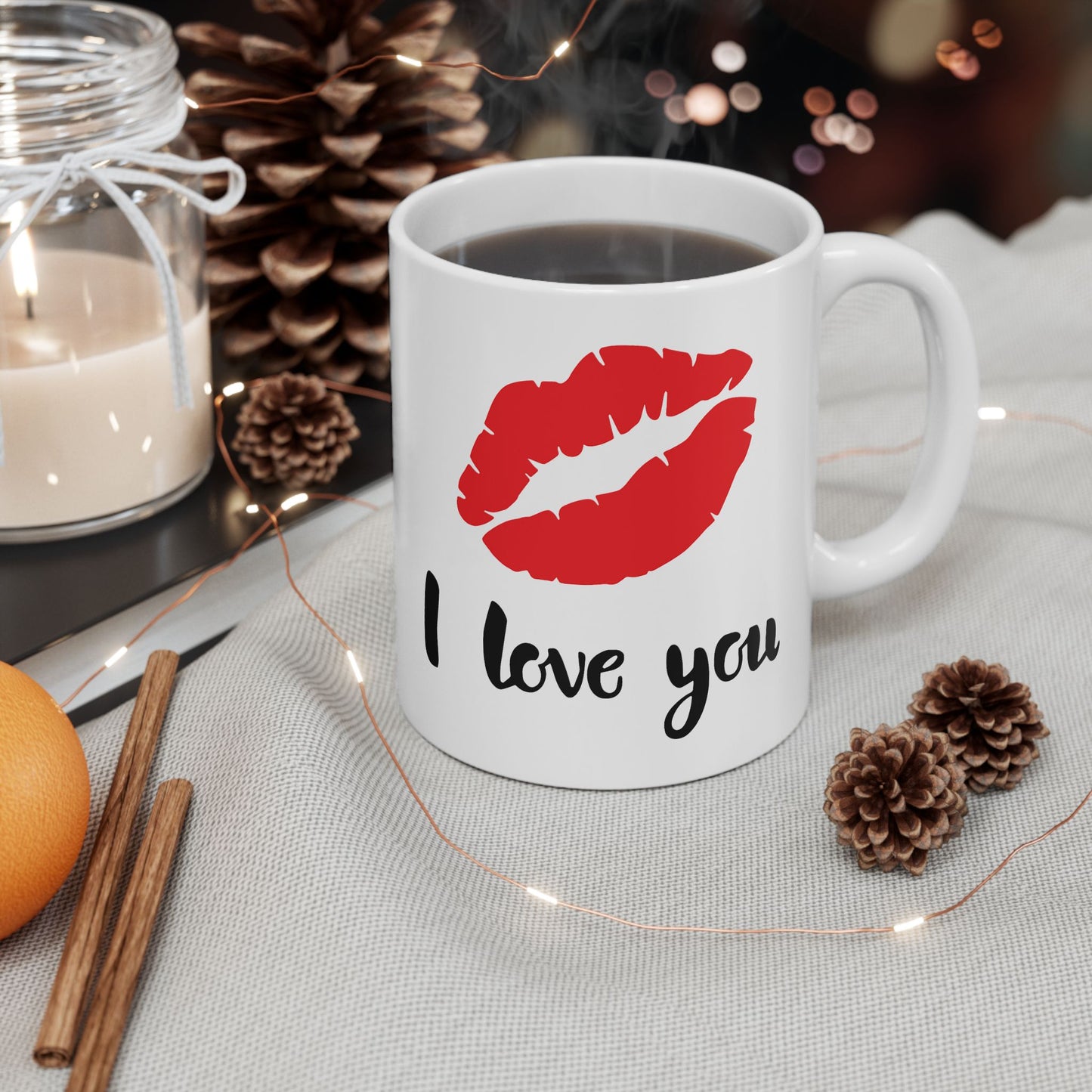 Anniversary Mug - I Love You Red Lips Kiss