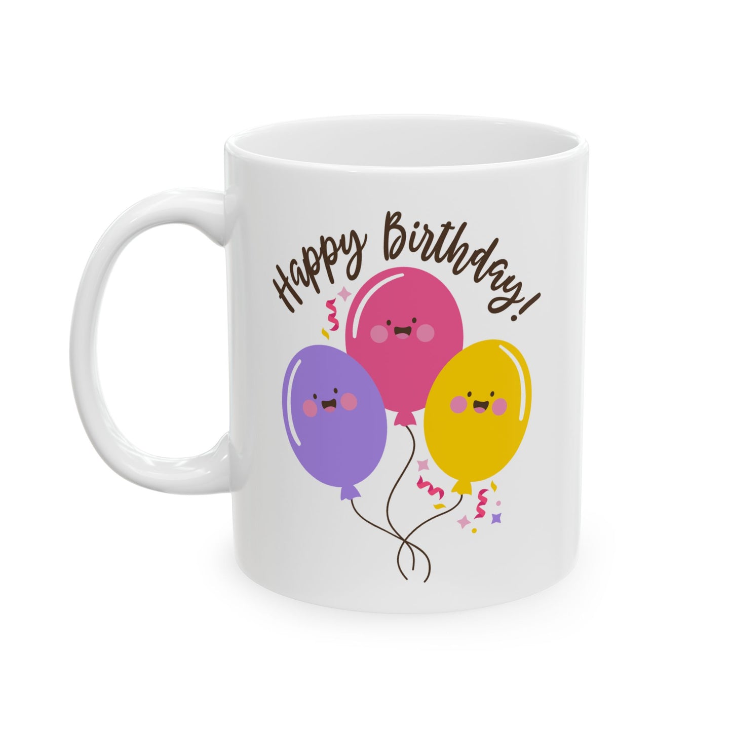 Birthday Mug - Happy Birthday Smiley Balloons
