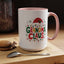 Christmas Mug - Grandma Claus Green Yellow & Red Text Hat Lights Stars