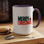 Christmas Mug - Merry Christmas Green & Red Text Santa Bag