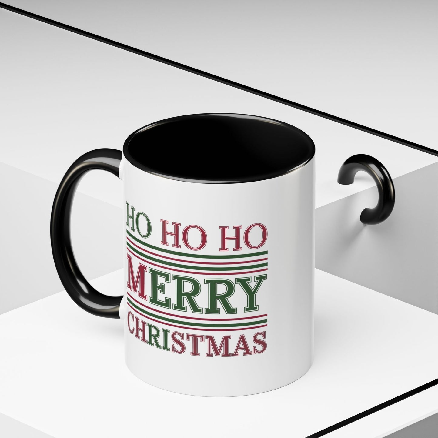 Christmas Mug - Ho Ho Ho Merry Christmas Red & Green Text 3