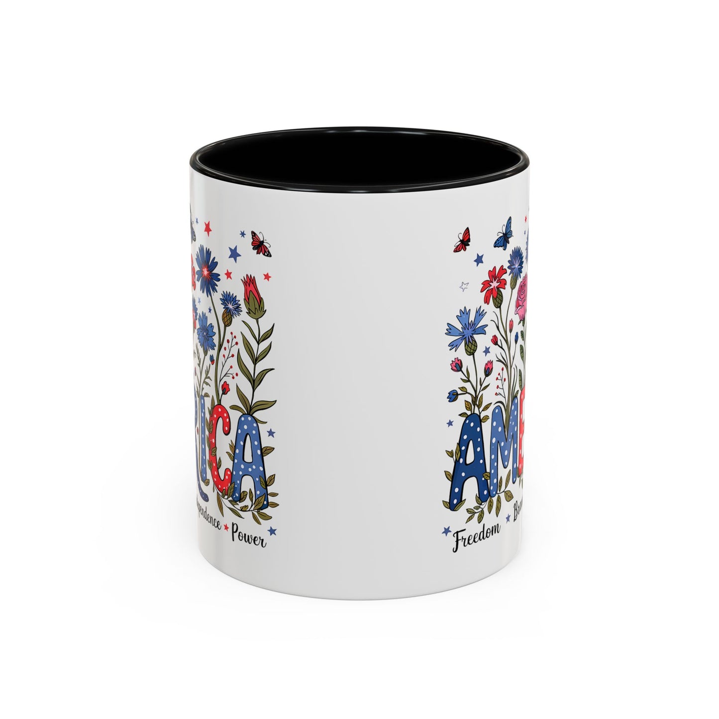 4th of July Mug - Floral America Patriotic