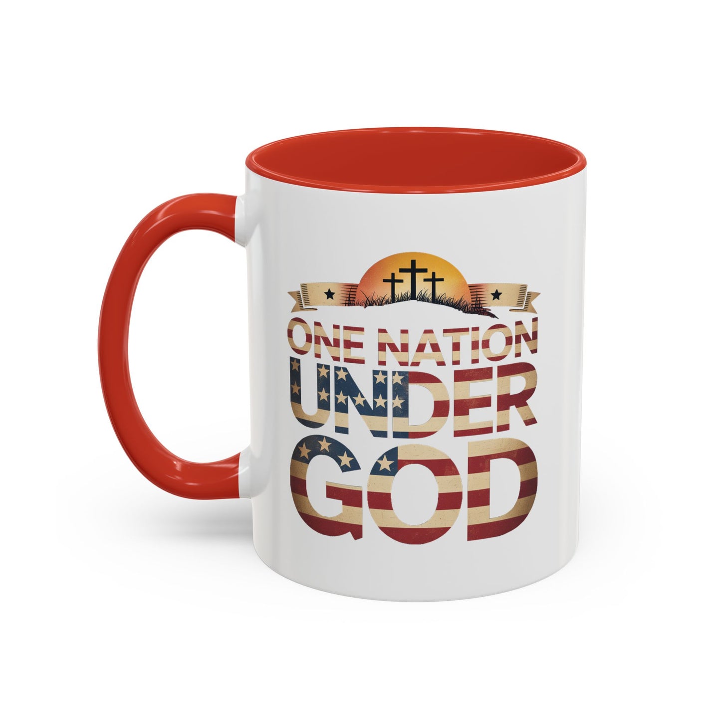 4th of July Mug - One Nation Under God Cross Flag