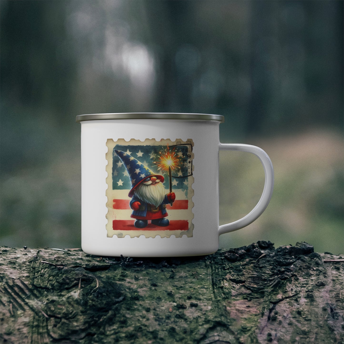 4th of July Mug - Gnome Fireworks Stamp