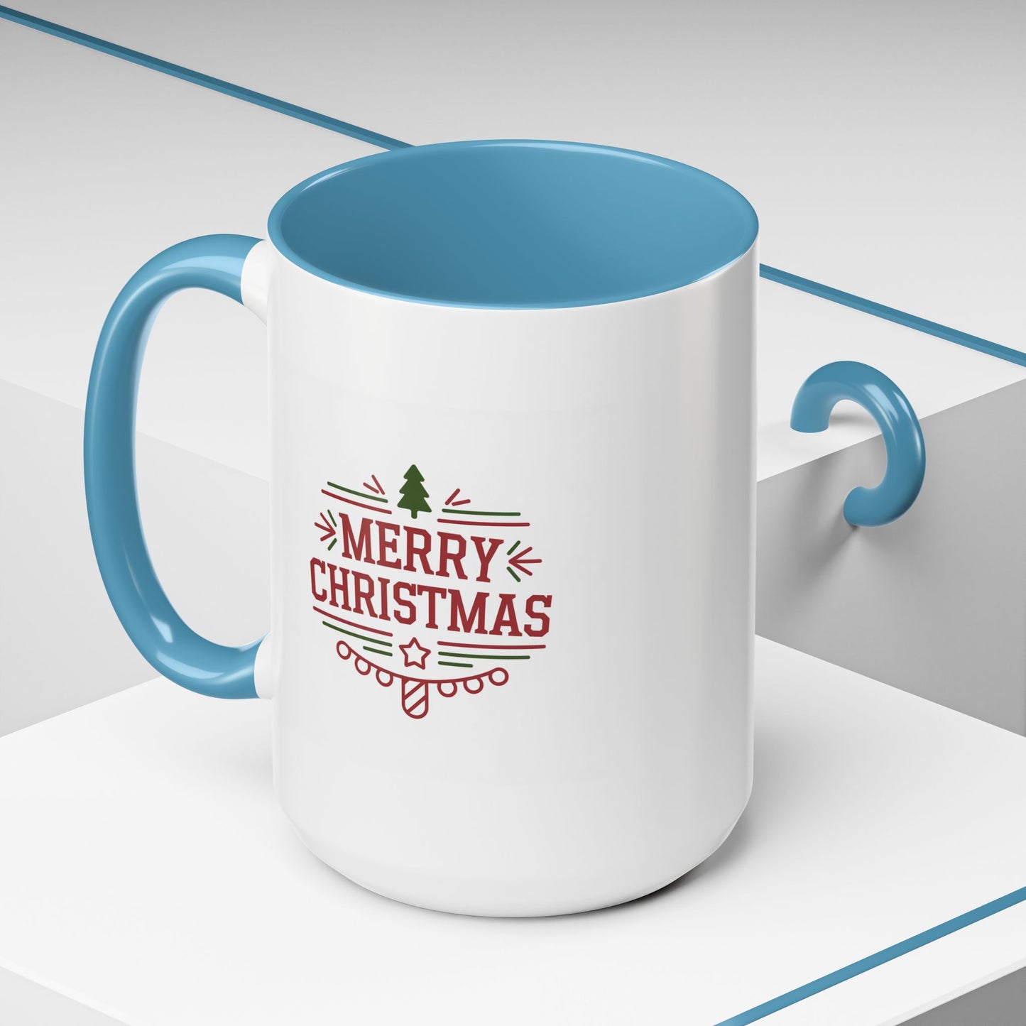 Christmas Mug - Merry Christmas Maroon Text Tree Star