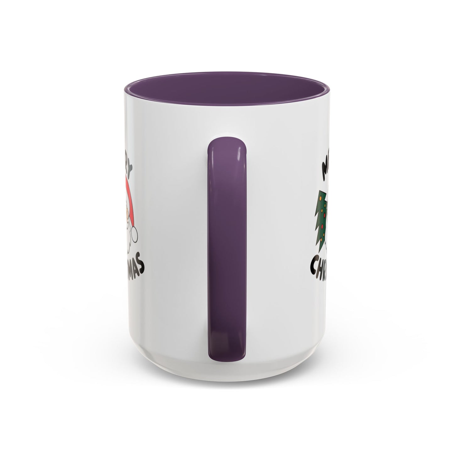 Christmas Mug - Merry Christmas Black Text Santa Tree