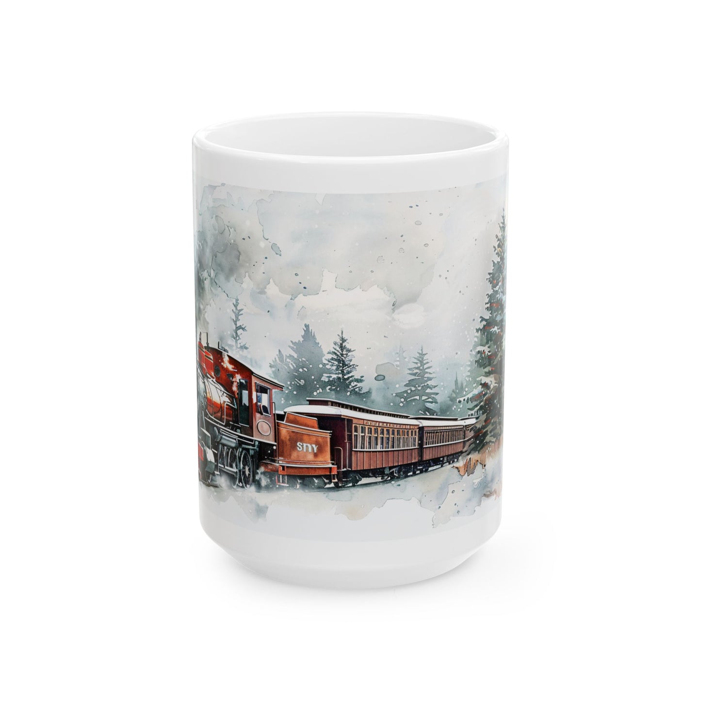 Christmas Mug - Snowy Landscape Train Wrap 5