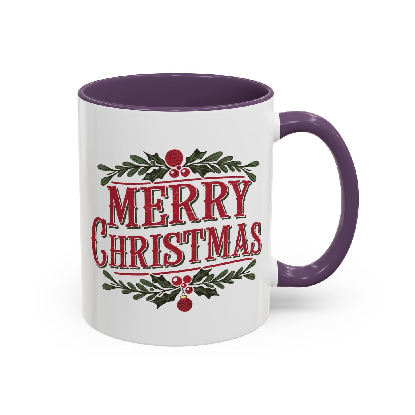 Christmas Mug - Merry Christmas Maroon Text Ornament Decorations
