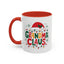 Christmas Mug - Grandma Claus Green Yellow & Red Text Hat Lights Stars
