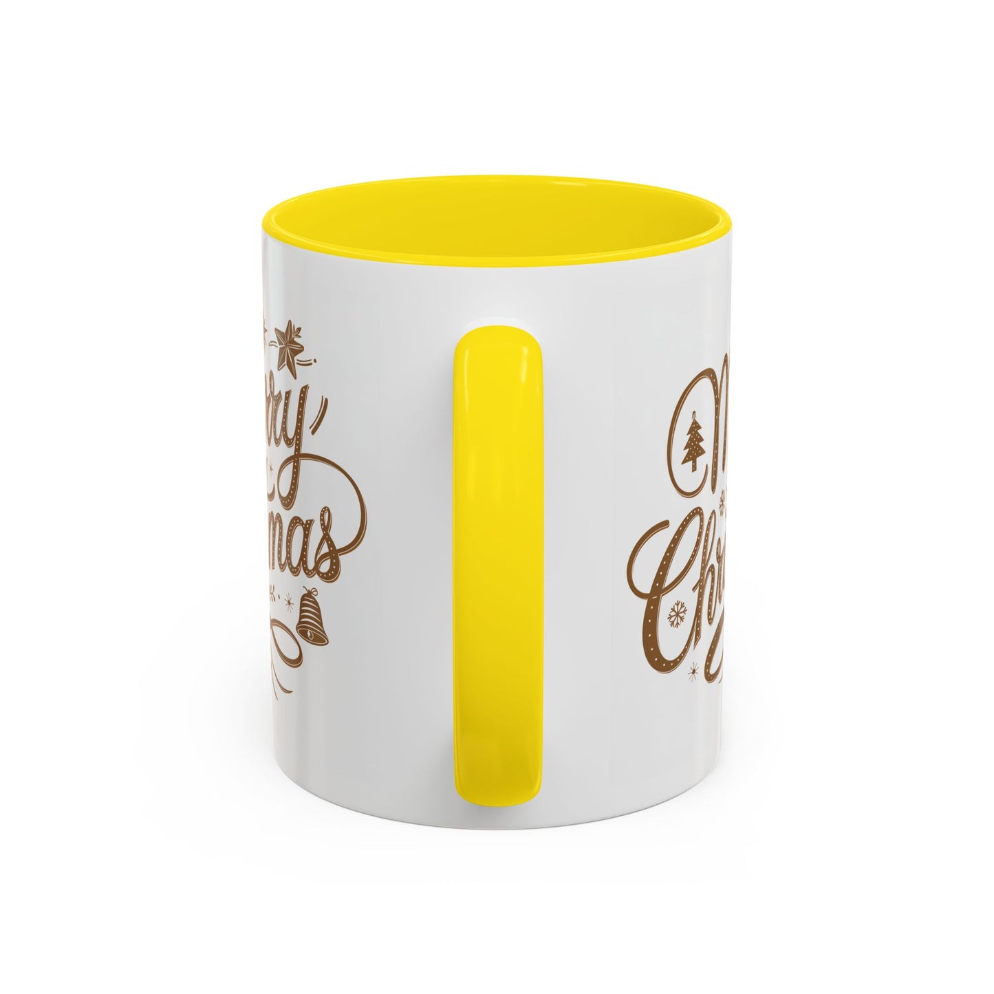 Christmas Mug - Merry Christmas Gold Text Tree Star Ornaments