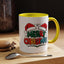 Christmas Mug - Merry Christmas Green Red Yellow and Blue Text Red Hats