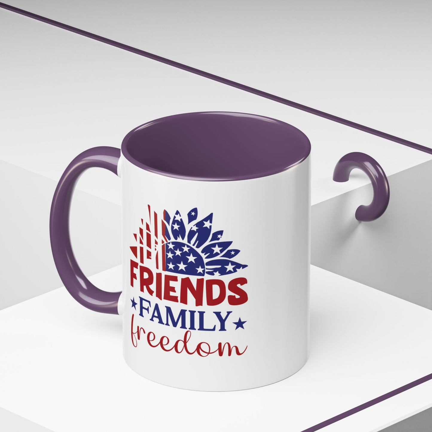 4th of July Mug - Friends Family Freedom Sunflower